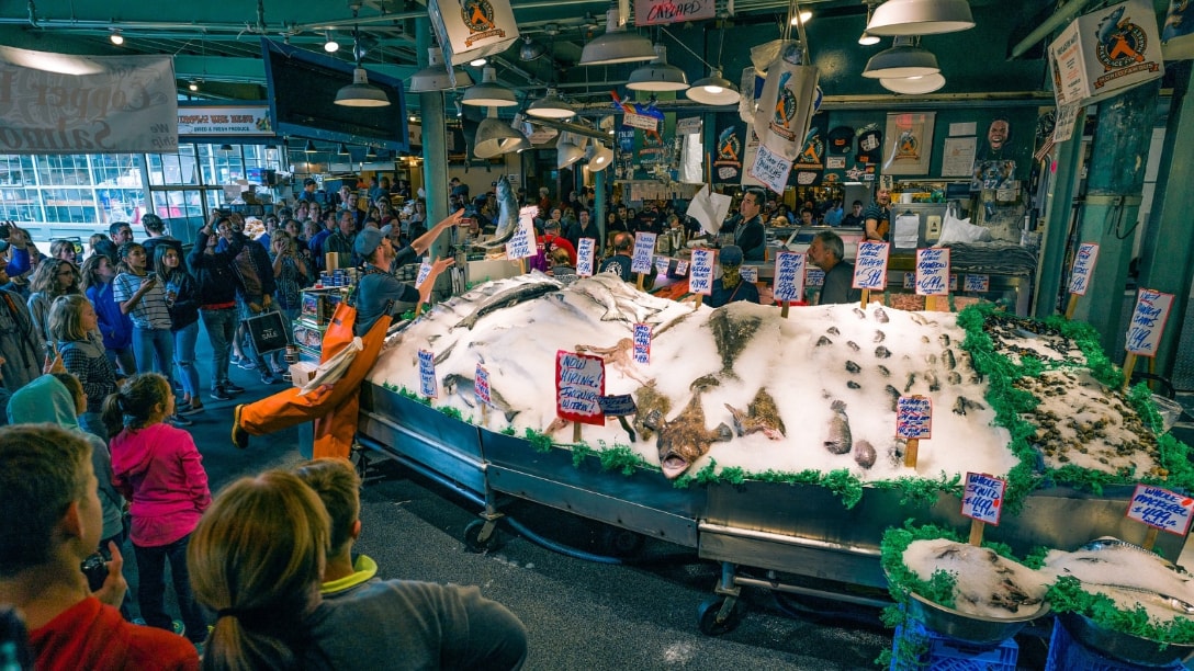 Pike Place Market is famed for its fishmongers