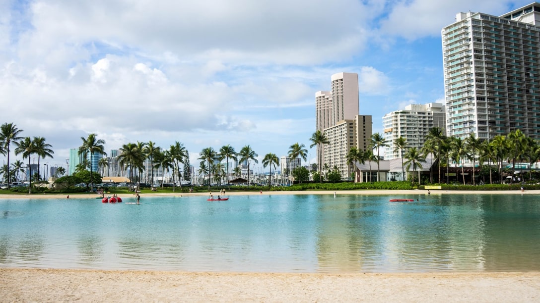 A scenic lagoon in Honolulu's Waikiki neighborhood